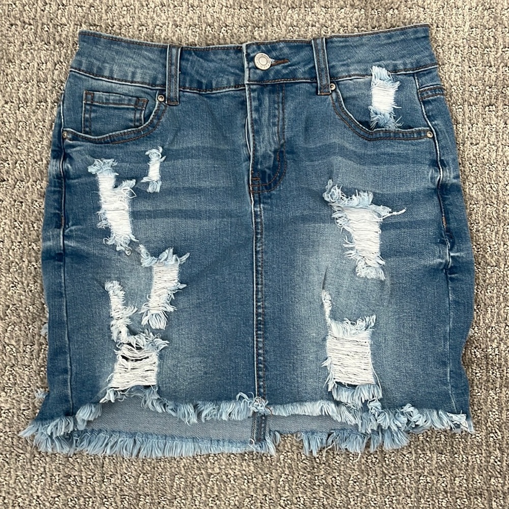Wax jean mini skirt